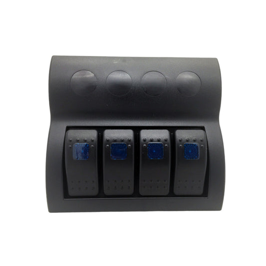 Pactrade Marine Boat Blue Splashproof Switch Panel 4 Gang with LED Rocker Circuit Breaker