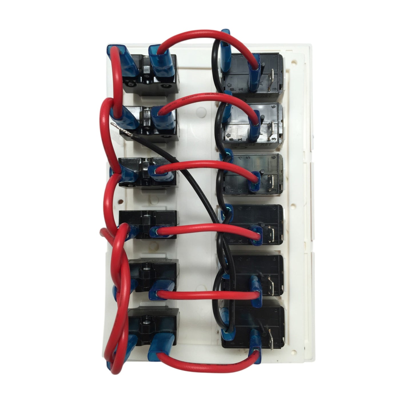 Pactrade Marine Boat Waterproof White Switch Panel Circuit Breaker 6 Gang Blue LED Rocker