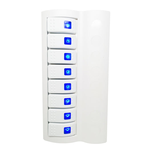 Pactrade Marine 8 Gang Blue LED Indicator Rocker Circuit Breaker