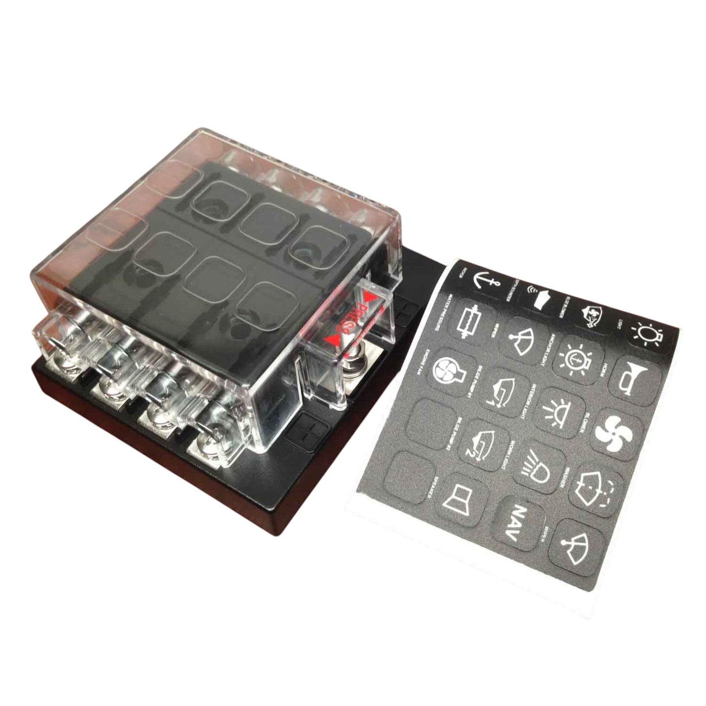 Pactrade Marine 8 Gang Quick Connect Terminal Blade Auto Fuse Panel Holder With Bolts