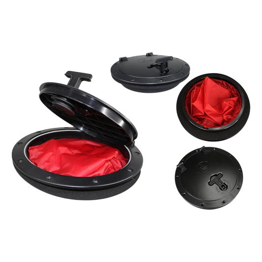 Pactrade Marine Boat Kayak Canoe Fishing Rigging Sailing Heavy Duty Black Plastic 8'' Waterproof Deck Plate Hatch Cover w/Storage Bag Lock Design