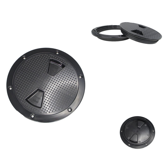 Pactrade Marine RV Heavy Duty Black Plastic 6'' Twist-N-Lock Waterproof Deck Plate Inspection Hatch Circle Center