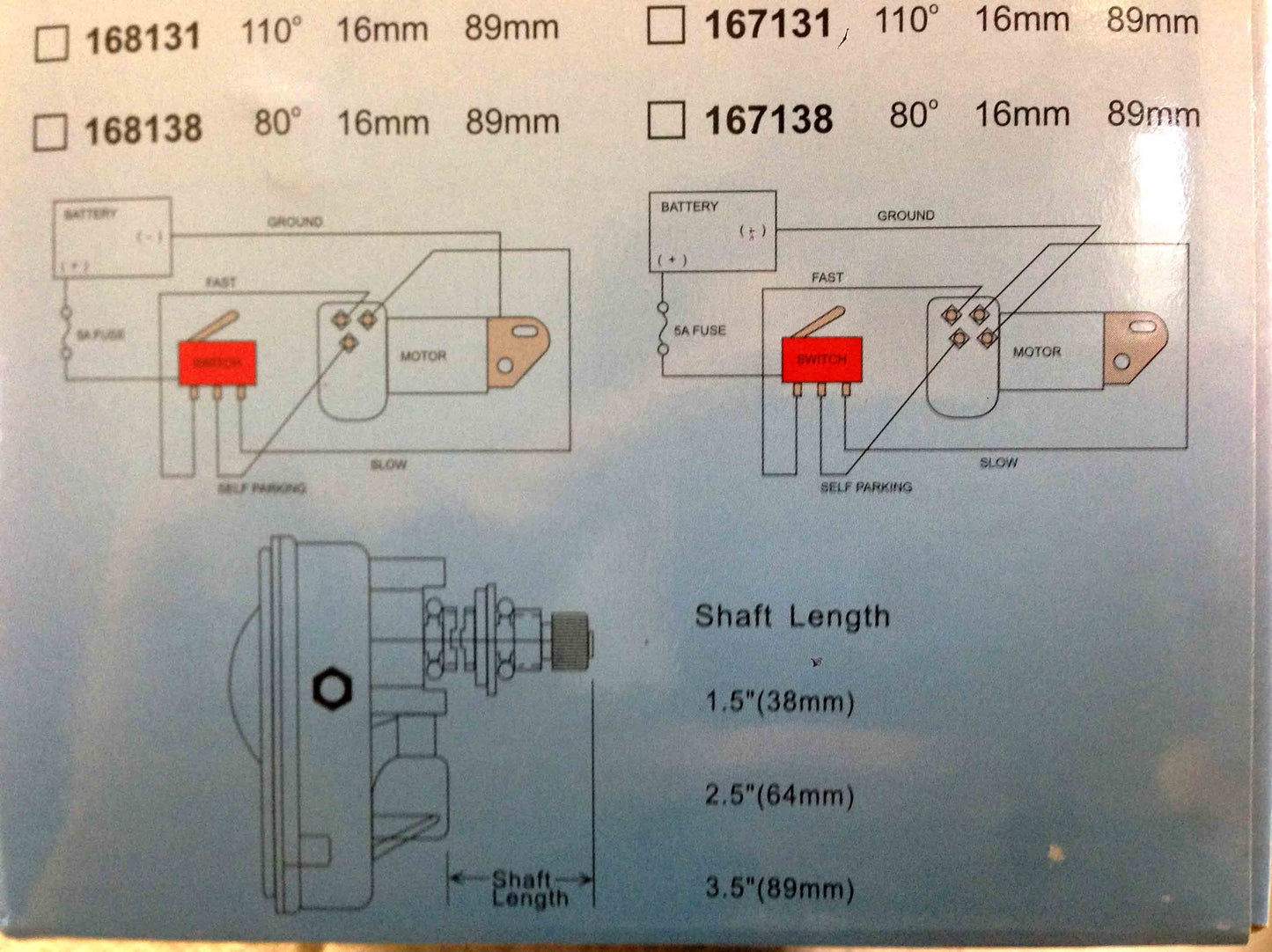 Pactrade Marine Boat Heavy Duty Wiper Blade Motor 80 Deg Adjustable 1.5" Shaft Two Speed