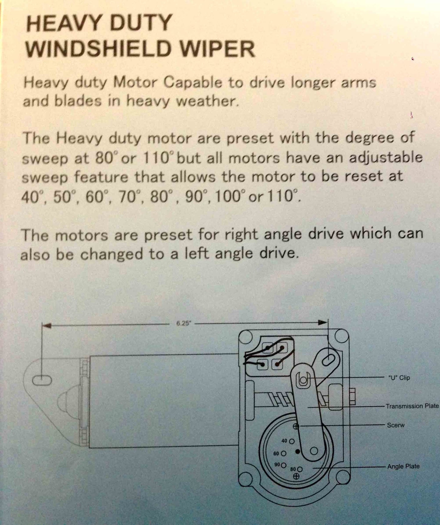 Pactrade Marine Boat Heavy Duty Wiper Blade Motor 80 Deg Adjustable 1.5" Shaft Two Speed