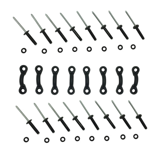 Pactrade Marine Durable Nylon Pad Eyes Set of 8 For Kayak Rafting With Black Aluminum Rivets