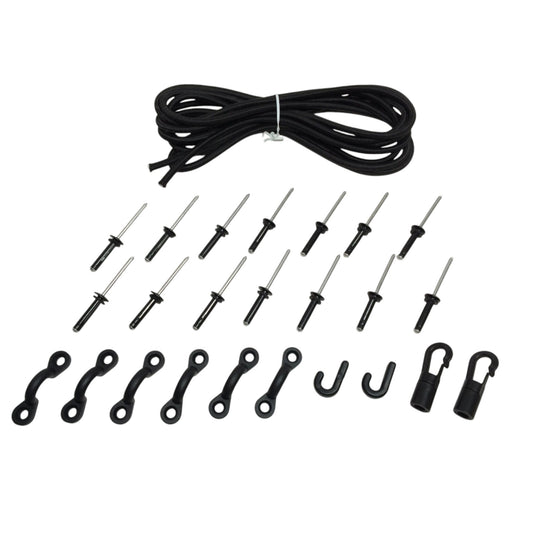 Pactrade Marine Kayak Bungee KIT 150" Leash 2 J Hook 2 Terminal Cord & Sleeve 14 Rivet 6 Pad Eye
