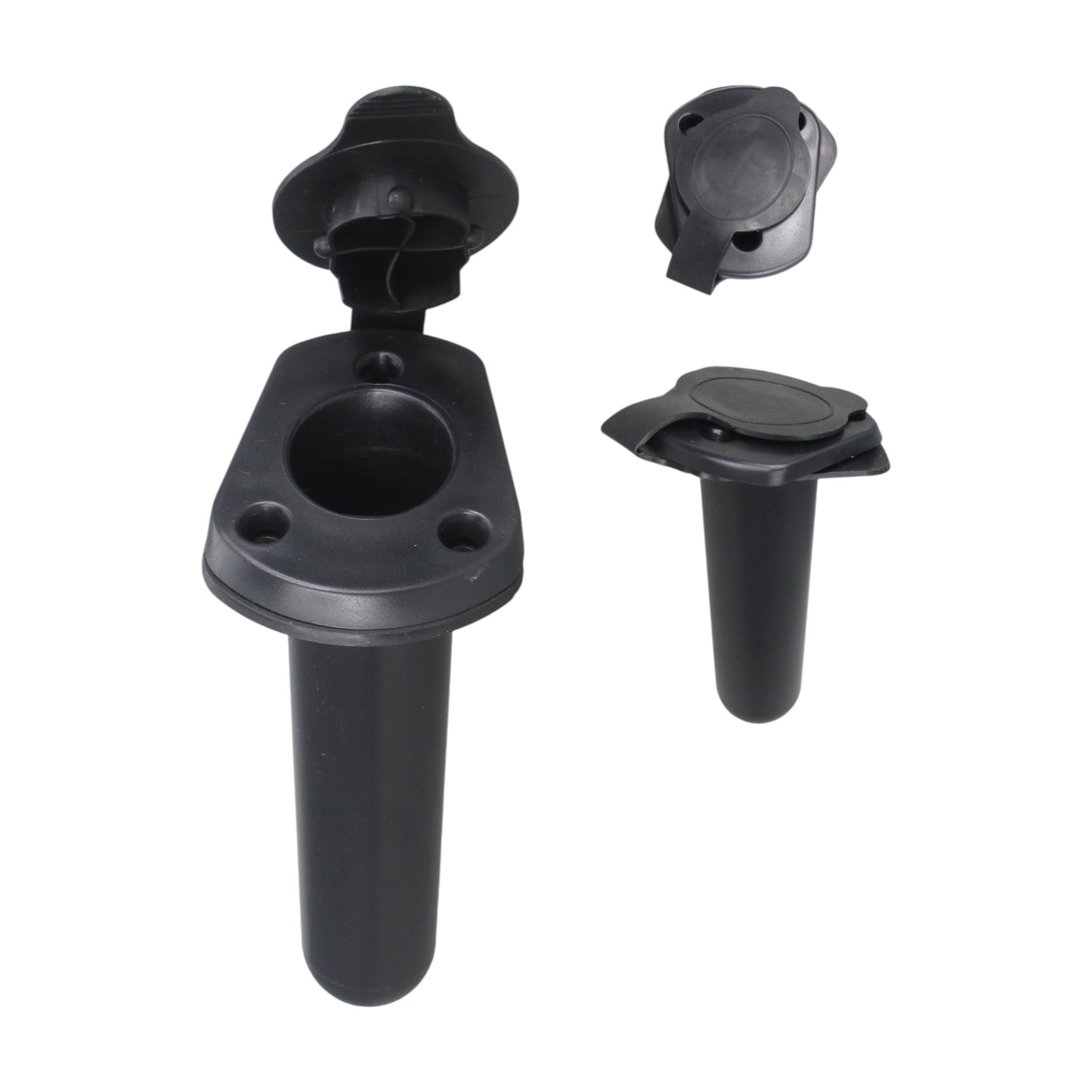 Pactrade Marine Kayak Boat Dinghy Canoe 2PC Black Plastic Flush Mount Rod Holder w/ Cap