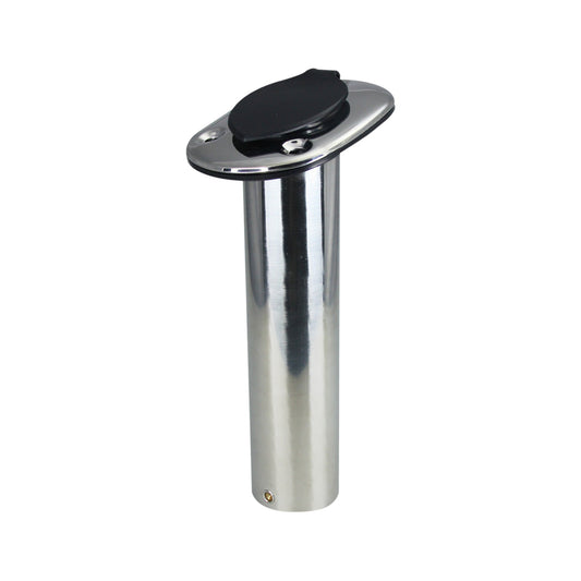 Pactrade Marine Boat Pontoon SS Flush Mount 15° Fishing Rod Holder 9.5" PVC Cap