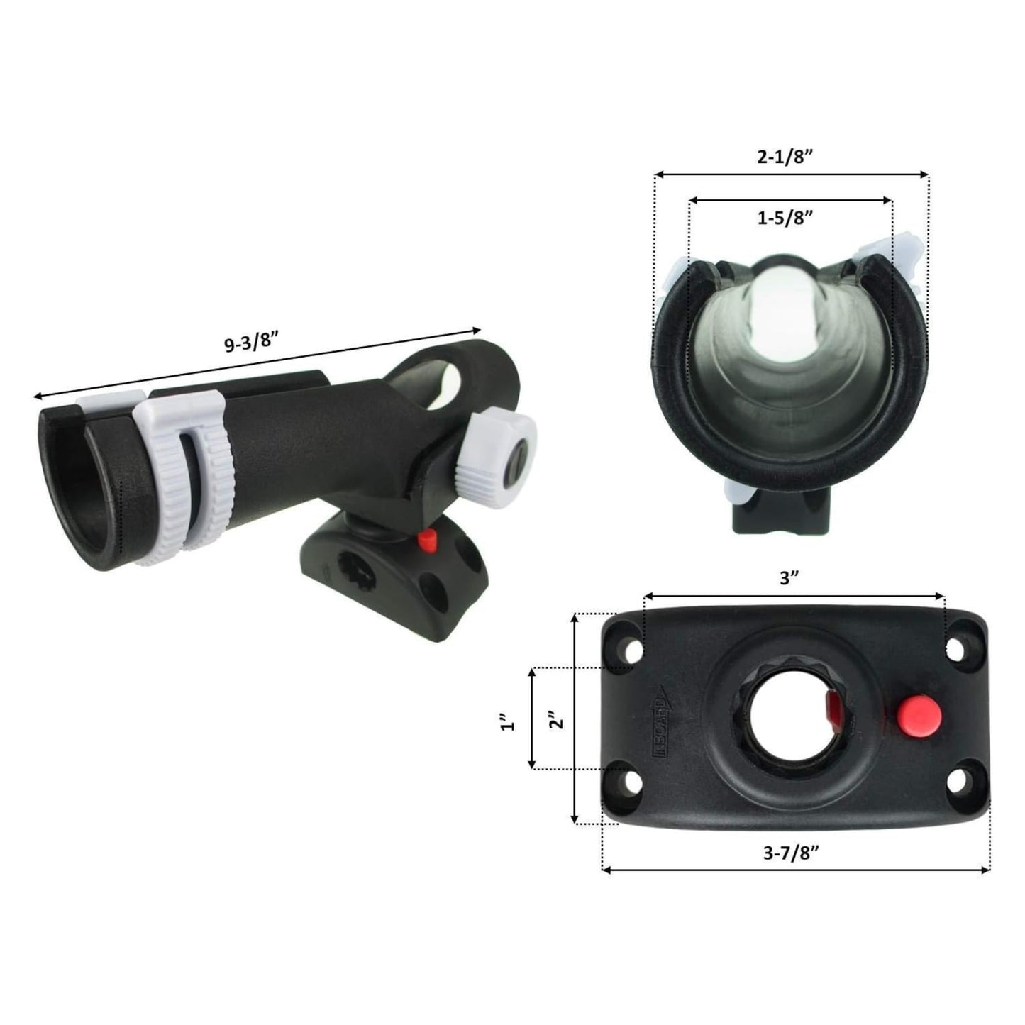 Pactrade Marine Adjustable Black Fishing Rod Holder 7/8"-1" Side Deck Mount Lock