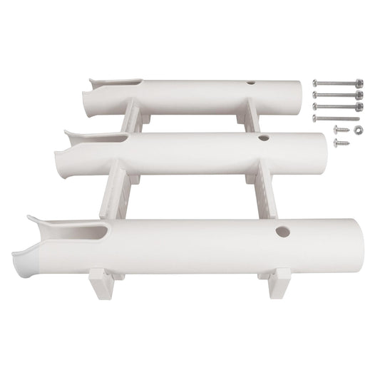 Pactrade Marine Boat UV Stabilized Plastic Fishing Rod Holder Three Tube, White