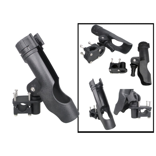 Pactrade Marine Boat Pontoon Fishing Rod Holder 1 1/4' Square 7/8'' - 1'' Round Rail Tube Mount Adjustable