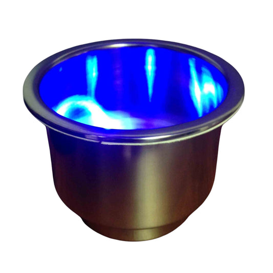 Pactrade Marine Boat Stainless Steel 304 LED Blue Can Drink Holder RV Camper