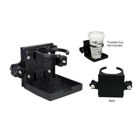 Pactrade Marine Boat Tracker Versatrack Adjustable Drink Holder/Lund Sport Track Folding Adjustable Cup Holder (Black, 1 pcs)