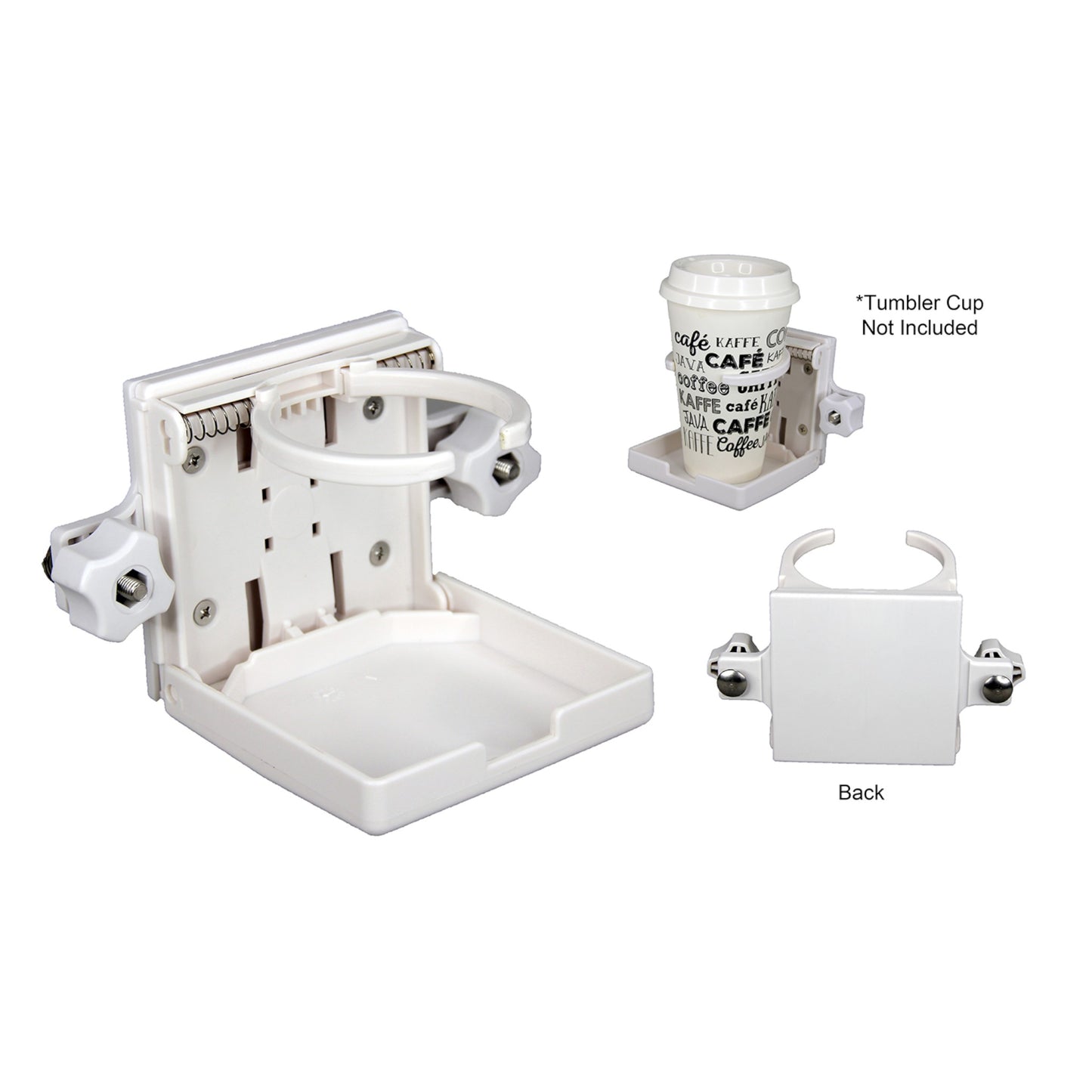 Pactrade Marine Boat Tracker Versatrack Adjustable Drink Holder/Lund Sport Track Folding Adjustable Cup Holder (White, 1 pcs)