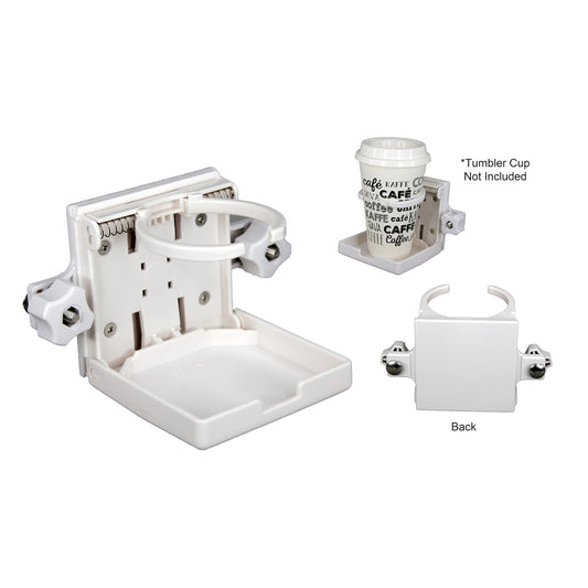 Pactrade Marine Boat Tracker Versatrack Adjustable Drink Holder/Lund Sport Track Folding Adjustable Cup Holder (White, 1 pcs)