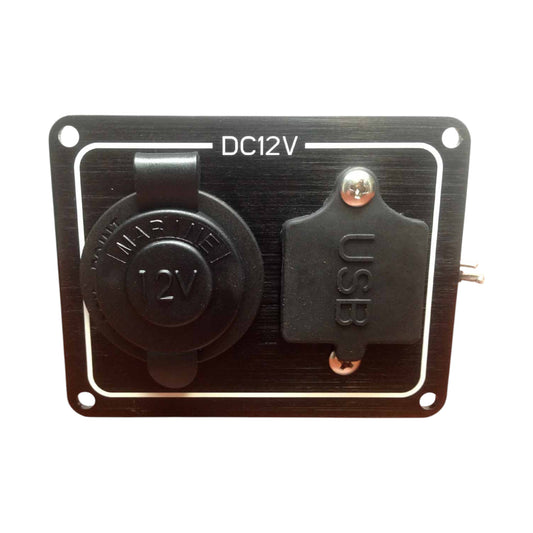 Pactrade Marine Weatherproof Marine Cigarette Socket Panel With One USB Dual Port 12VDC