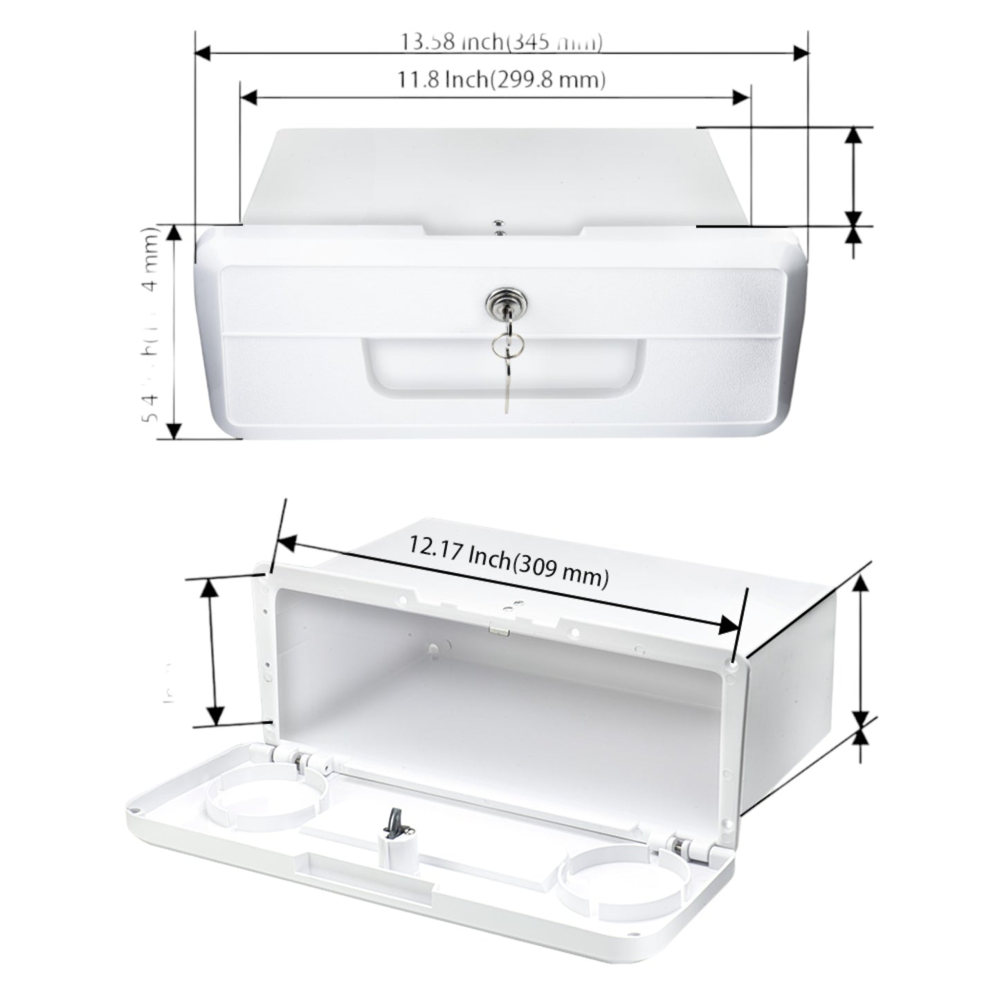 Pactrade Marine Boat Pontoon Yacht Storage Compartment Durable Standard Lightweight Lockable ABS Locking Plastic Glove Box White Spacious with Keys