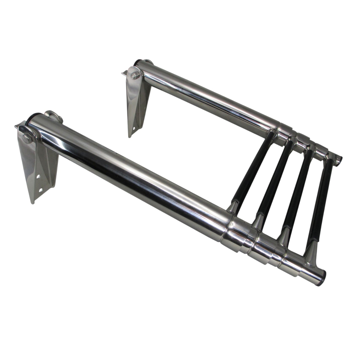 Pactrade Marine Boat SS 4 Steps Telescopic Ladder Over Platform Rubber Foot Grips
