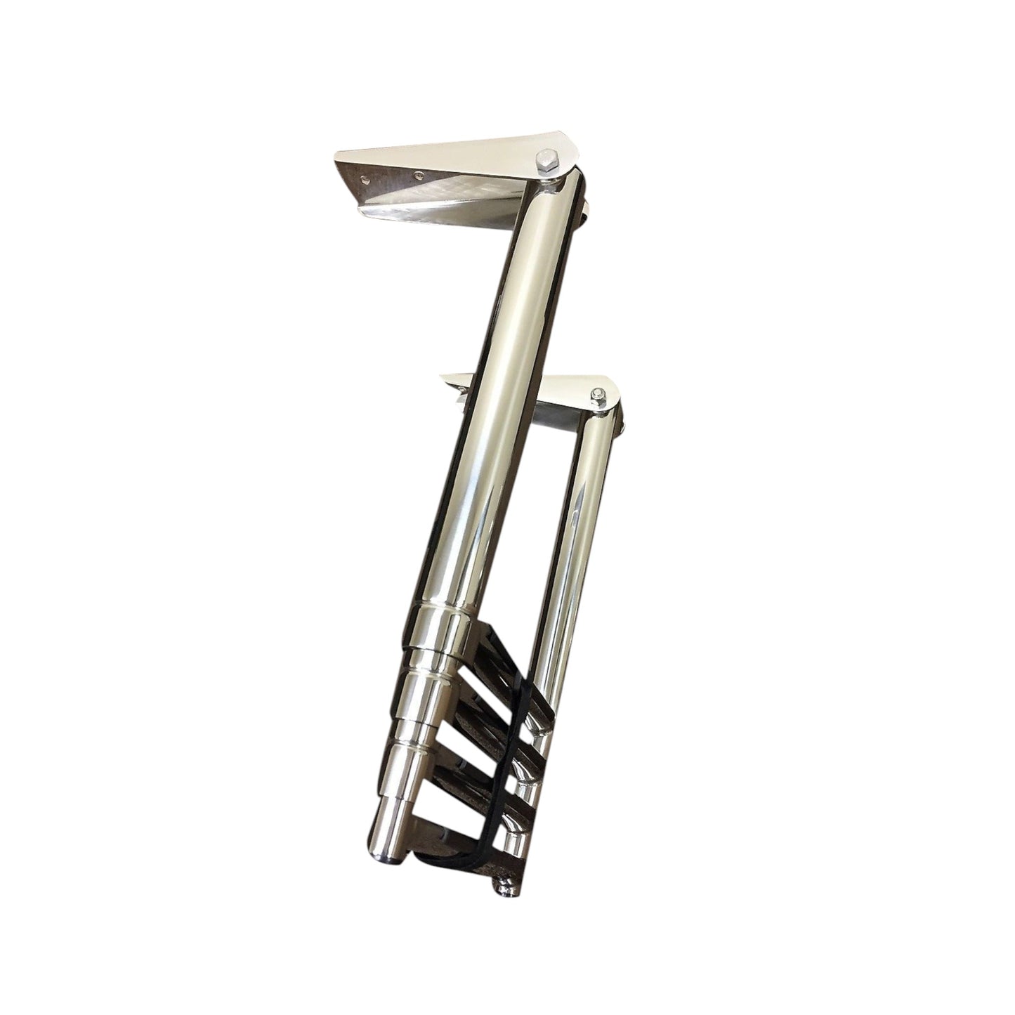 Pactrade Marine Boat SS 4 Steps Telescopic Ladder Over Platform Rubber Foot Grips