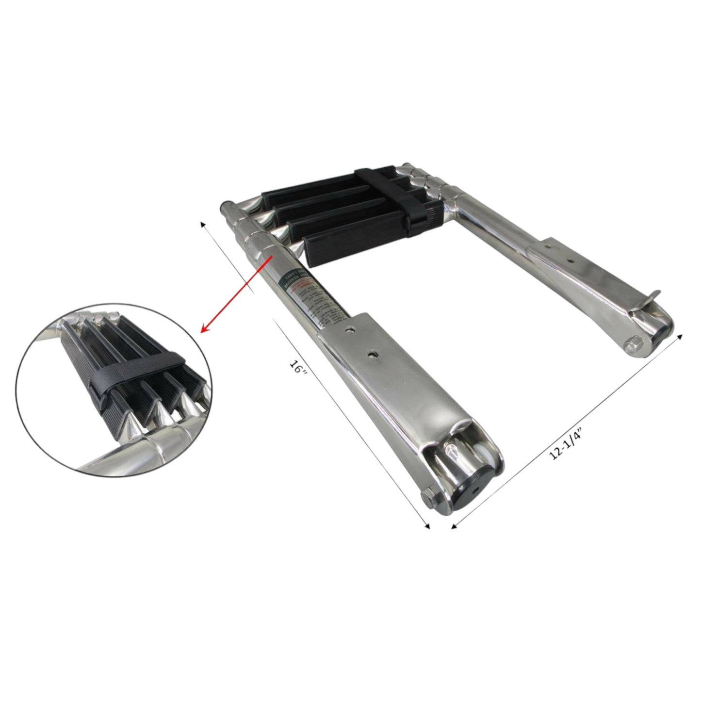 Pactrade Marine Boat SS 4 Steps Telescopic Ladder Over Platform Rubber Foot Grips