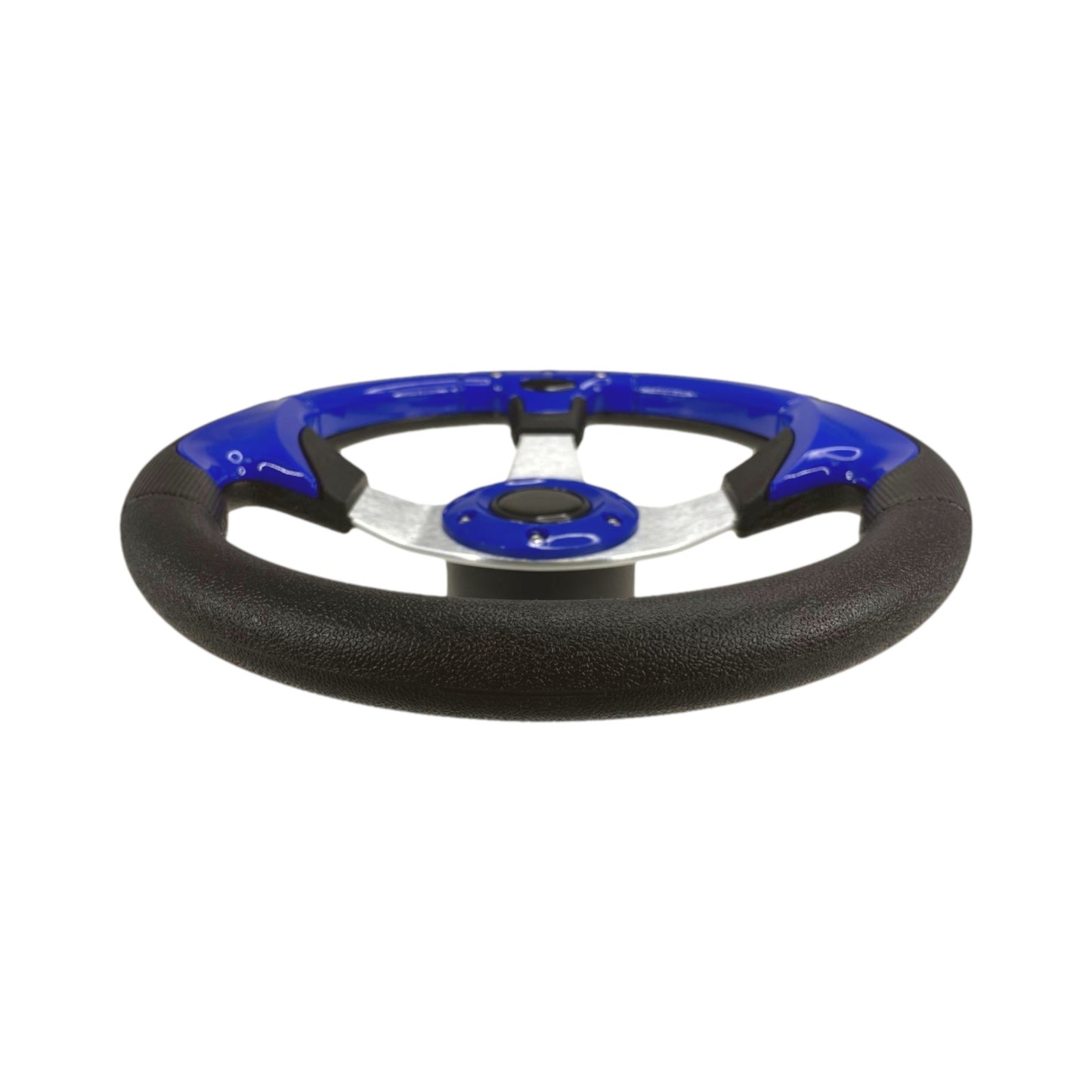 Pactrade Marine Boat Pontoon Non-Magnetic Steering Wheel Aluminum Frame Polyurethane (PU) Sleeves 3 Spokes 12-1/2" Diameter Aluminum Hub with 3/4" Tapered Bore (Navy Blue, Silver Spokes)