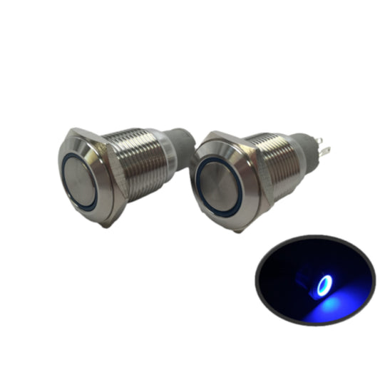 2 of Pactrade Marine SS304 Blue LED Ultra Flush Light On-Off Push Switch Ring Button