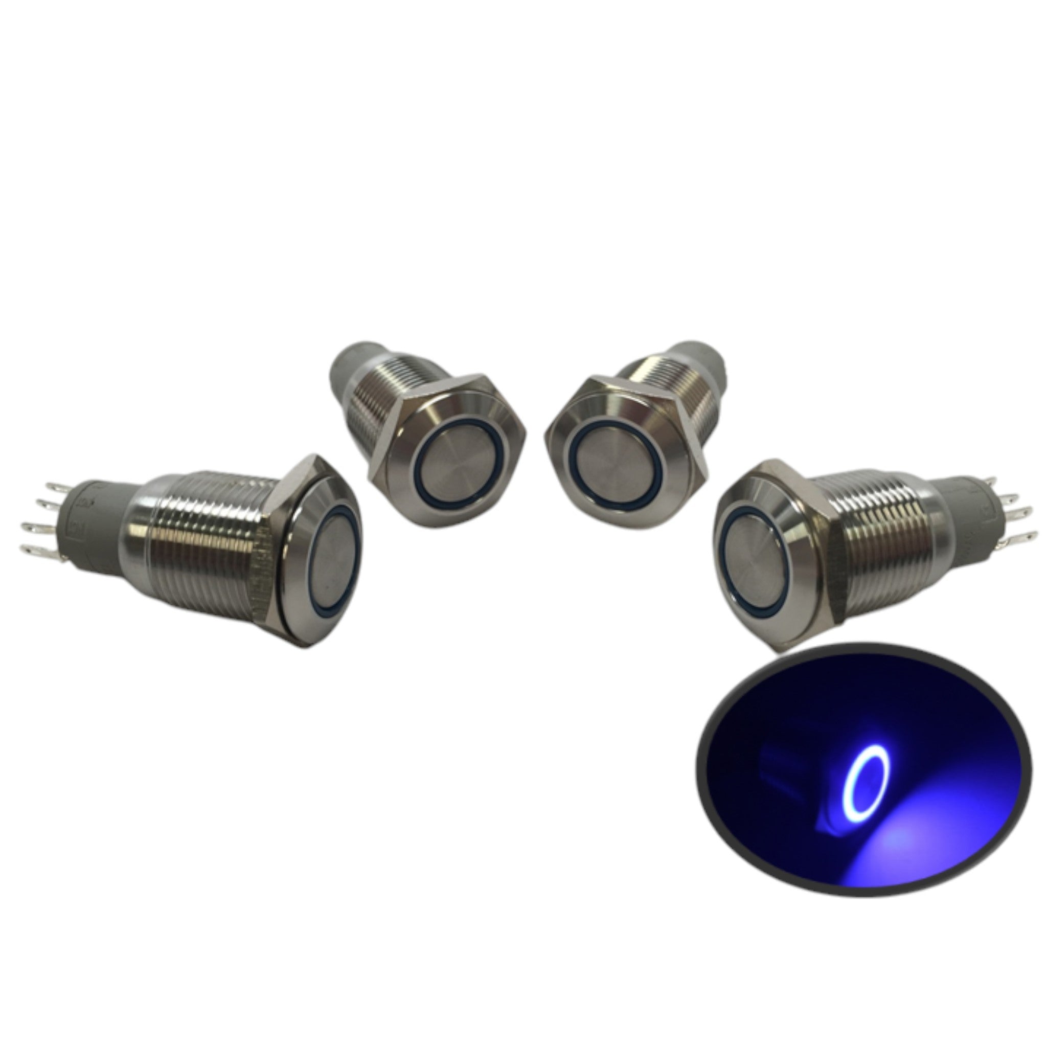 4 of Pactrade Marine SS304 Blue LED Ultra Flush Light Auto On-Off Push