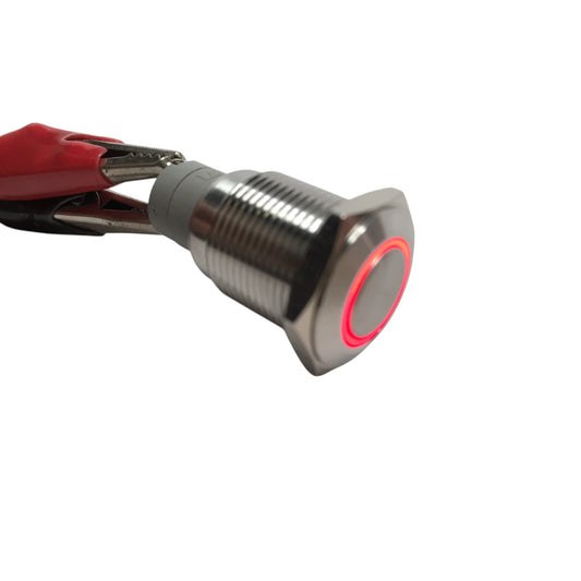 Pactrade Marine Boat SS304 Red LED Ultra Flush Light Auto On-Off Push Switch Ring Button