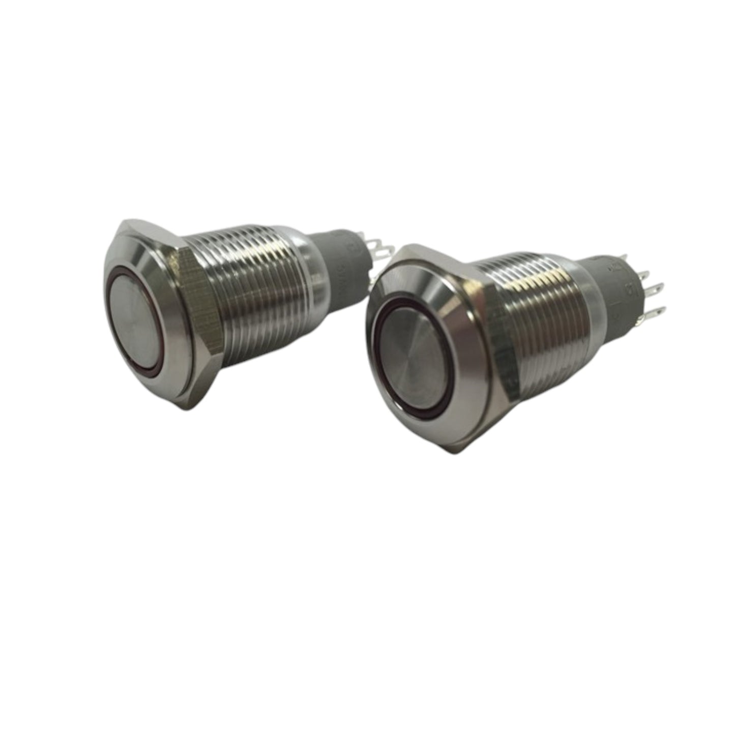 2 of Pactrade Marine SS304 Red LED Ultra Flush Light On-Off Push Switch Ring Button