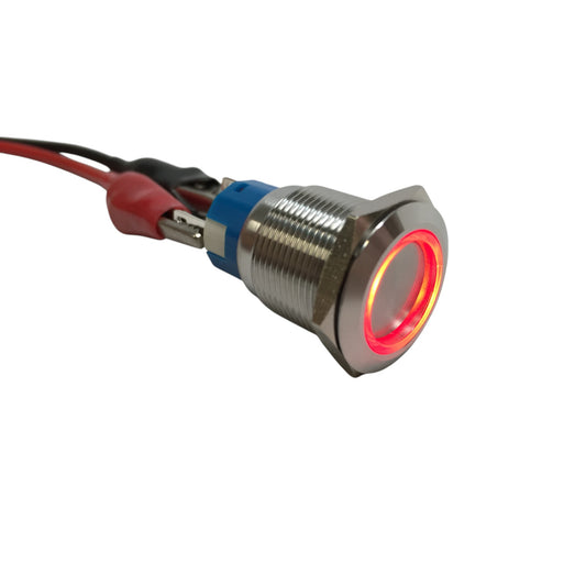 Pactrade Marine Boat SS304 Red LED 12V 5A Flush Light On-Off Push Switch Ring Button