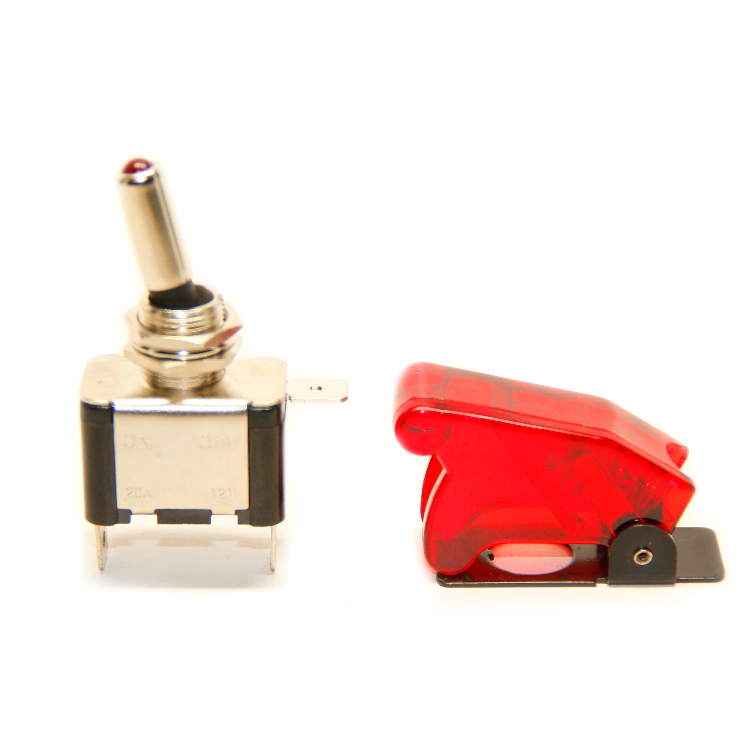 Pactrade Marine Red LED Dot Toggle Switch and Red Safety Switch Flip C