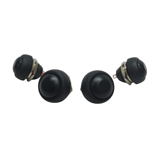 4 PCS Pactrade Marine Boat Car 12MM Mini Round Black Push Button Switch Momentary ON-OFF