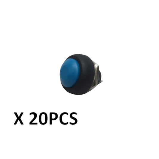 20 PCS Pactrade Marine Boat Car 12MM Mini Round Blue Push Button Switch Momentary ON-OFF