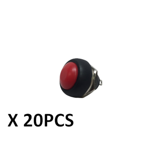 20 PCS Pactrade Marine Boat Car 12MM Mini Round Red Push Button Switch Momentary ON-OFF