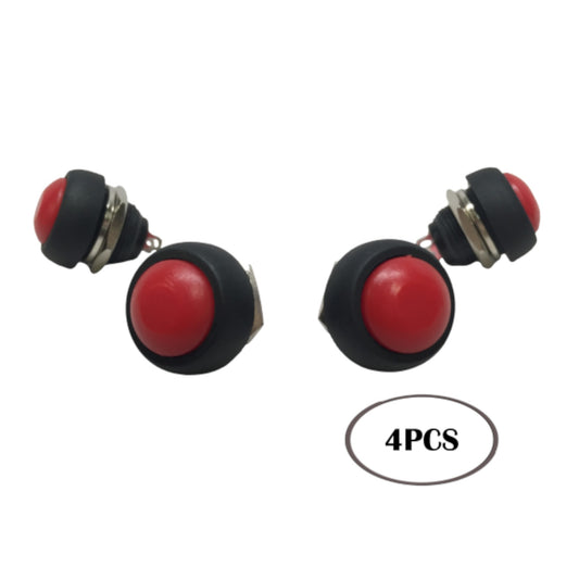 Pactrade Marine 4 PCS Boat Car 12MM Mini Round Red Push Button Switch Momentary On-Off