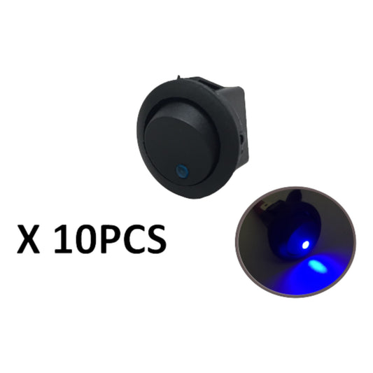 10 PCS Pactrade Marine Boat Automotive Car Round Blue Dot LED Rocker Switch SPST On/Off