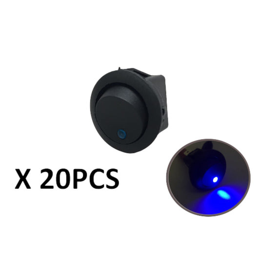 20 PCS Pactrade Marine Boat Automotive Car Round Blue Dot LED Rocker Switch SPST ON/OFF