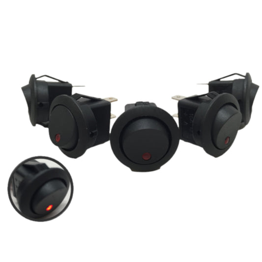 Pactrade Marine 5 PCS Boat Automotive Car Round Red Dot LED Rocker Switch SPST On/Off