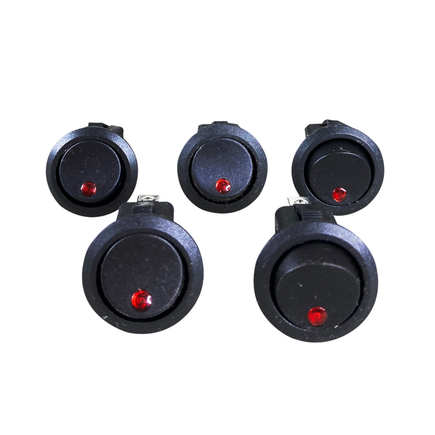 Pactrade Marine 5 PCS Boat Automotive Car Round Red Dot LED Rocker Switch SPST On/Off