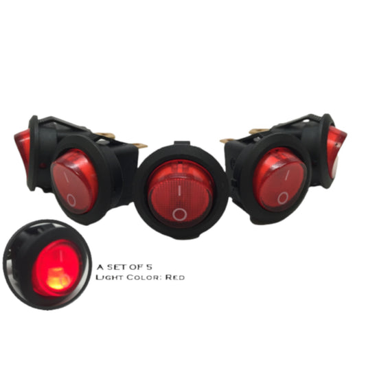 5 PCS Pactrade Marine Boat Automotive Car Small Round Red LED Rocker Switch SPST ON/OFF