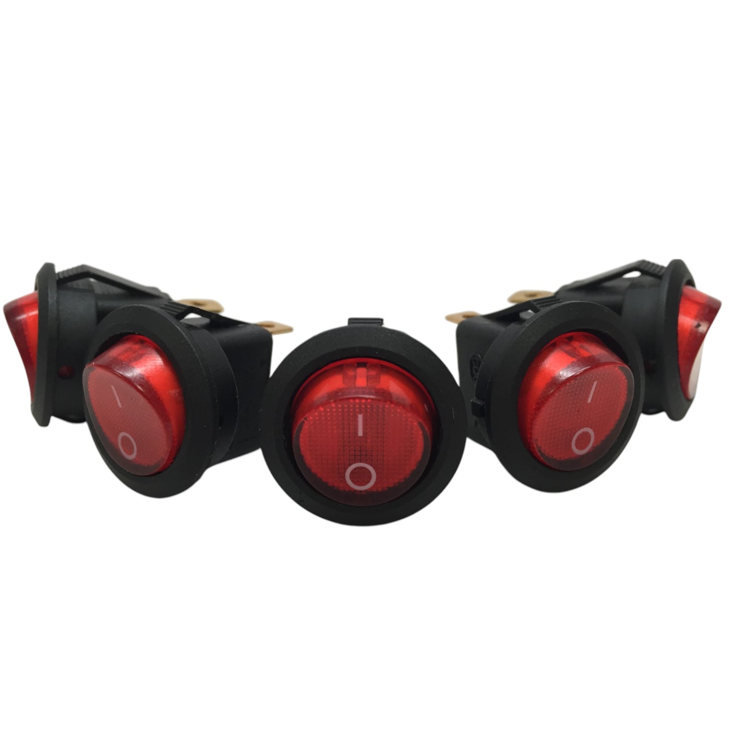 5 PCS Pactrade Marine Boat Automotive Car Small Round Red LED Rocker Switch SPST ON/OFF