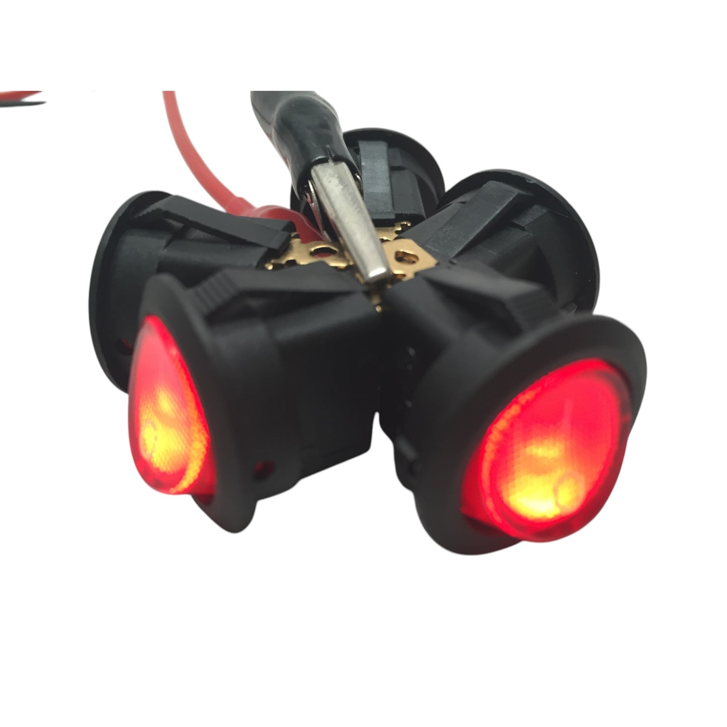 5 PCS Pactrade Marine Boat Automotive Car Small Round Red LED Rocker Switch SPST ON/OFF