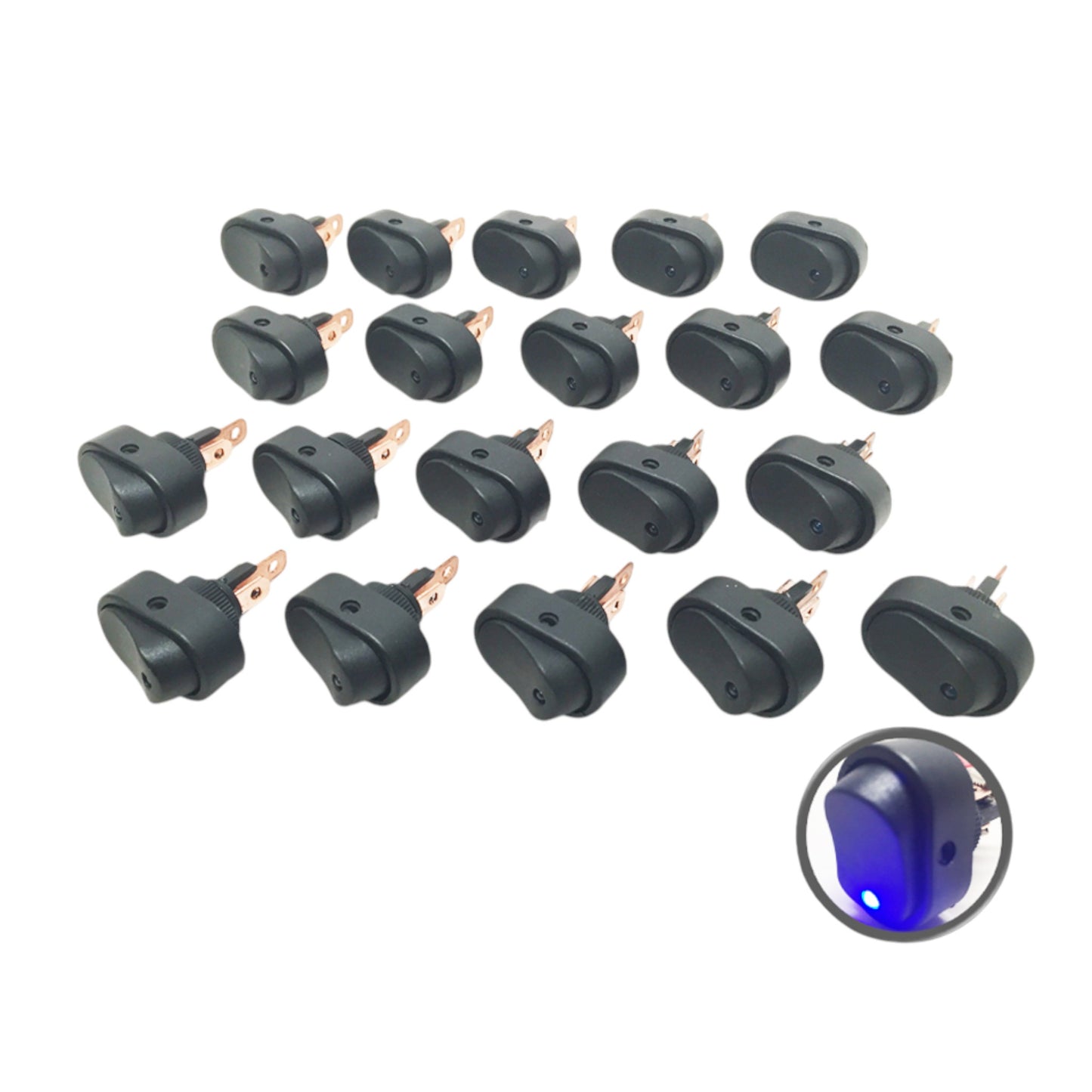 Pactrade Marine 20 Blue LED Light 12V 30A ON-OFF Rocker Switch For Auto Boat RV