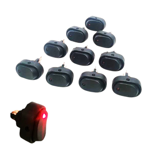 Pactrade Marine 10PCS Red LED Light 12V 30A On-Off Rocker Switch For Auto Boat RV