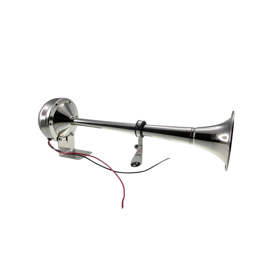 Pactrade Marine Boat Auto Stainless Steel Single Trumpet Horn Complete Set 12V