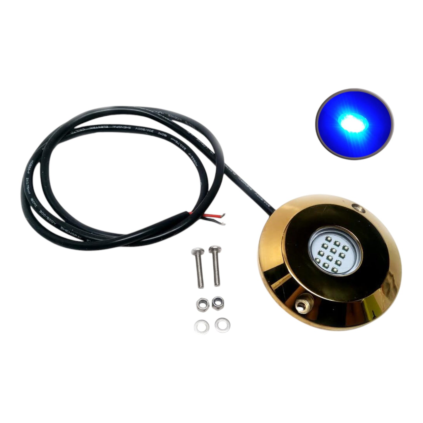 Pactrade Marine Underwater Blue LED Light SS316 Golden Housing Surface Mount