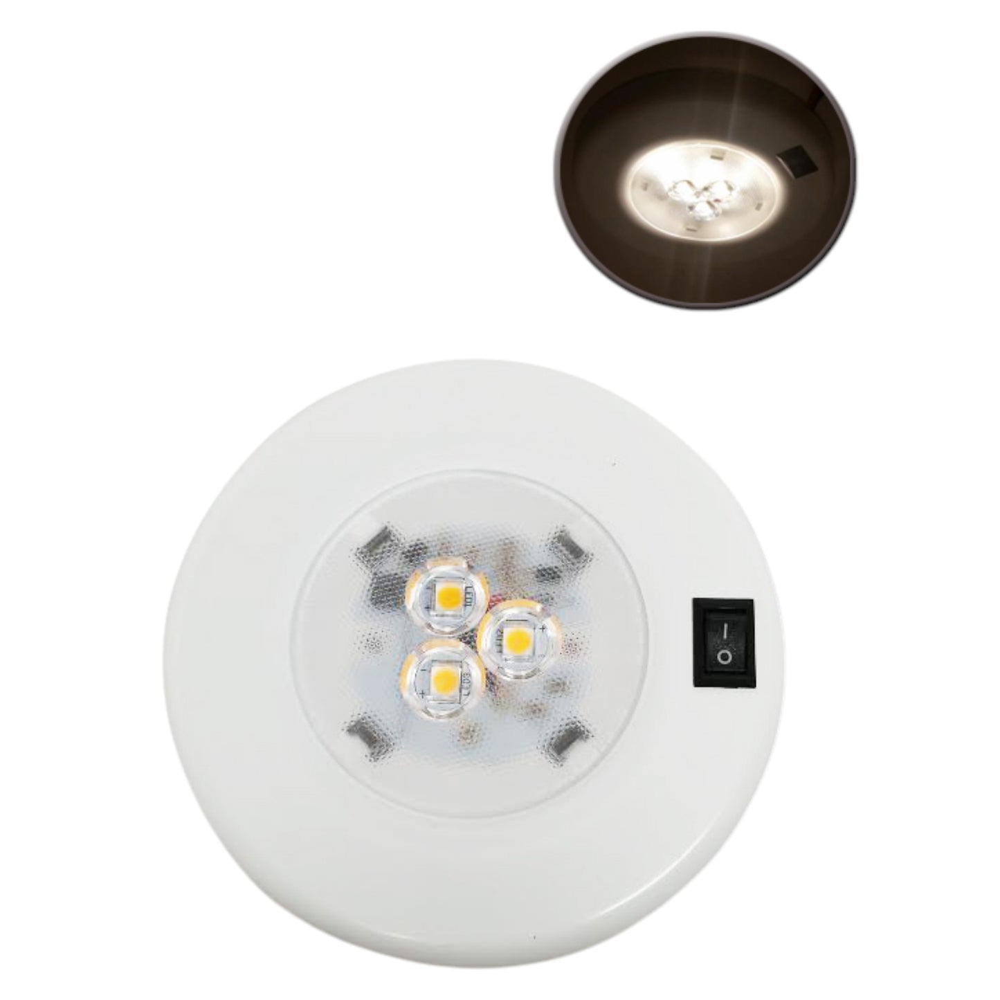 Pactade Marine RV Car Bus 4" Diameter 3W LED Downlight with Switch Warm White