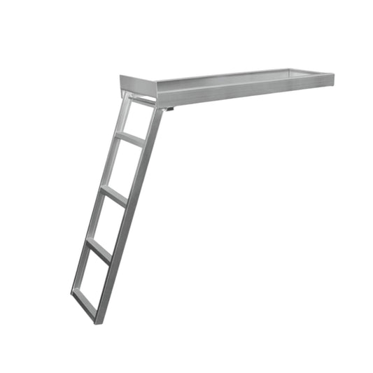 Pactrade Marine Pontoon Boat Under Deck 4 Step Flat Front Ladder Anodized Aluminum Capacity 300lbs Self Store