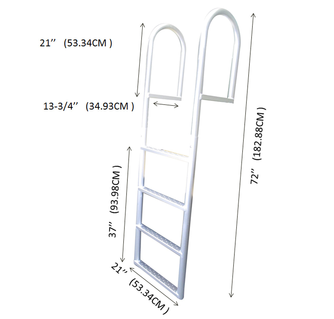 Pactrade Marine Stationary Fixed Dock Ladder Straight 4 Steps 21'' Wide For Seawalls Aluminum Capacity 750lbs