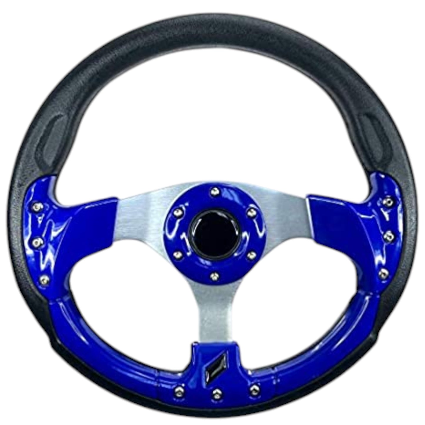 Pactrade Marine Auto Car Club Golf Cart Steering Wheel Grip Horn Cap Polyurethane (PU) Sleeves 12.5"(320mm) Diameter Aluminum Spokes Fit Ezgo Yamaha 6-Hole Universal Pattern Hub No Adapter (Navy Blue)